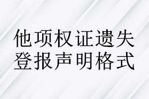 他項權(quán)證遺失登報聲明格式
